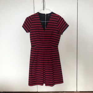 Midi blue & red stripes dress